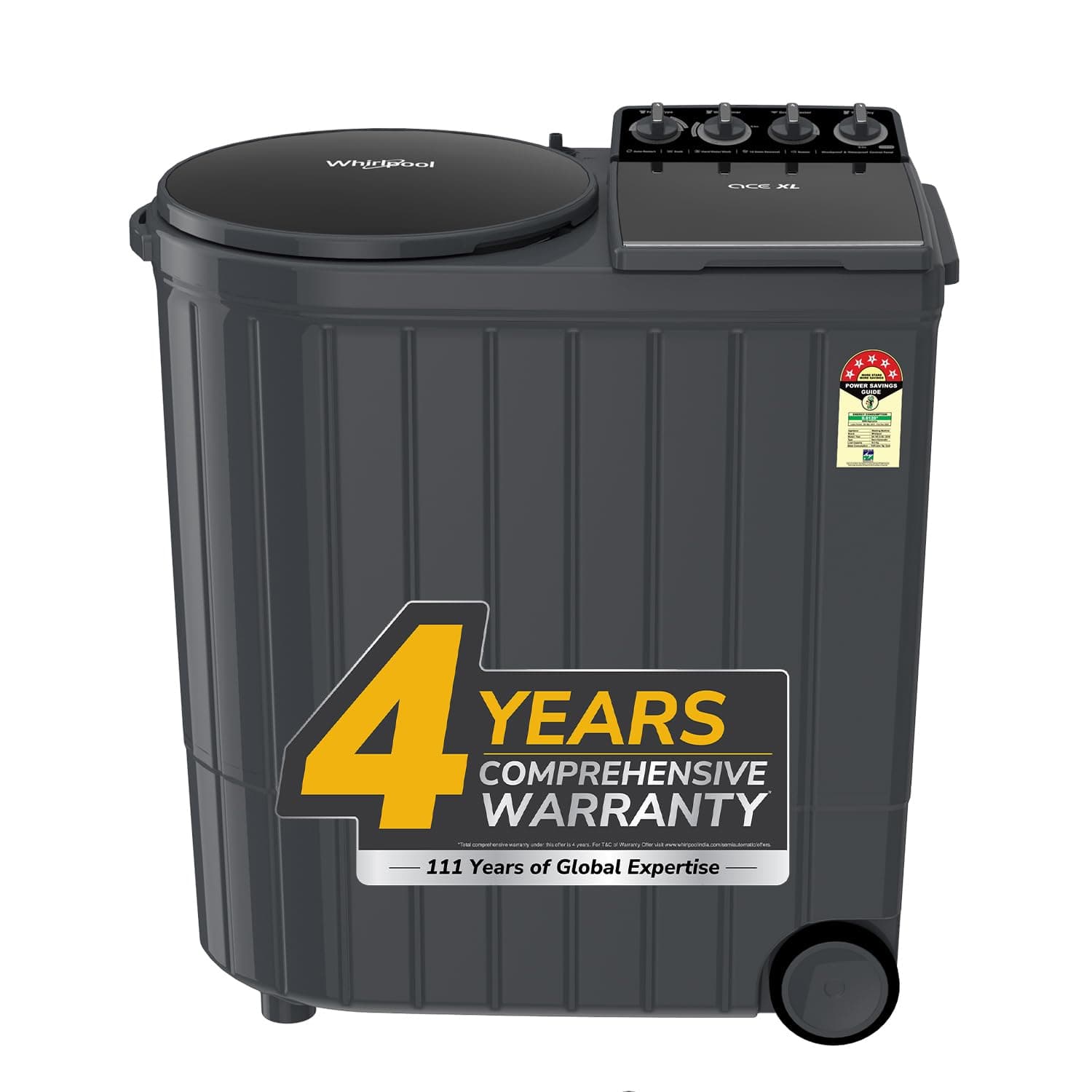 Whirlpool 11Kg Semi-Automatic Top Loading Washing Machine (ACE XL 11 DMIX GRAPHITE GREY,10YR MW, Dynamix Detergent Dispenser, 2024 Model)