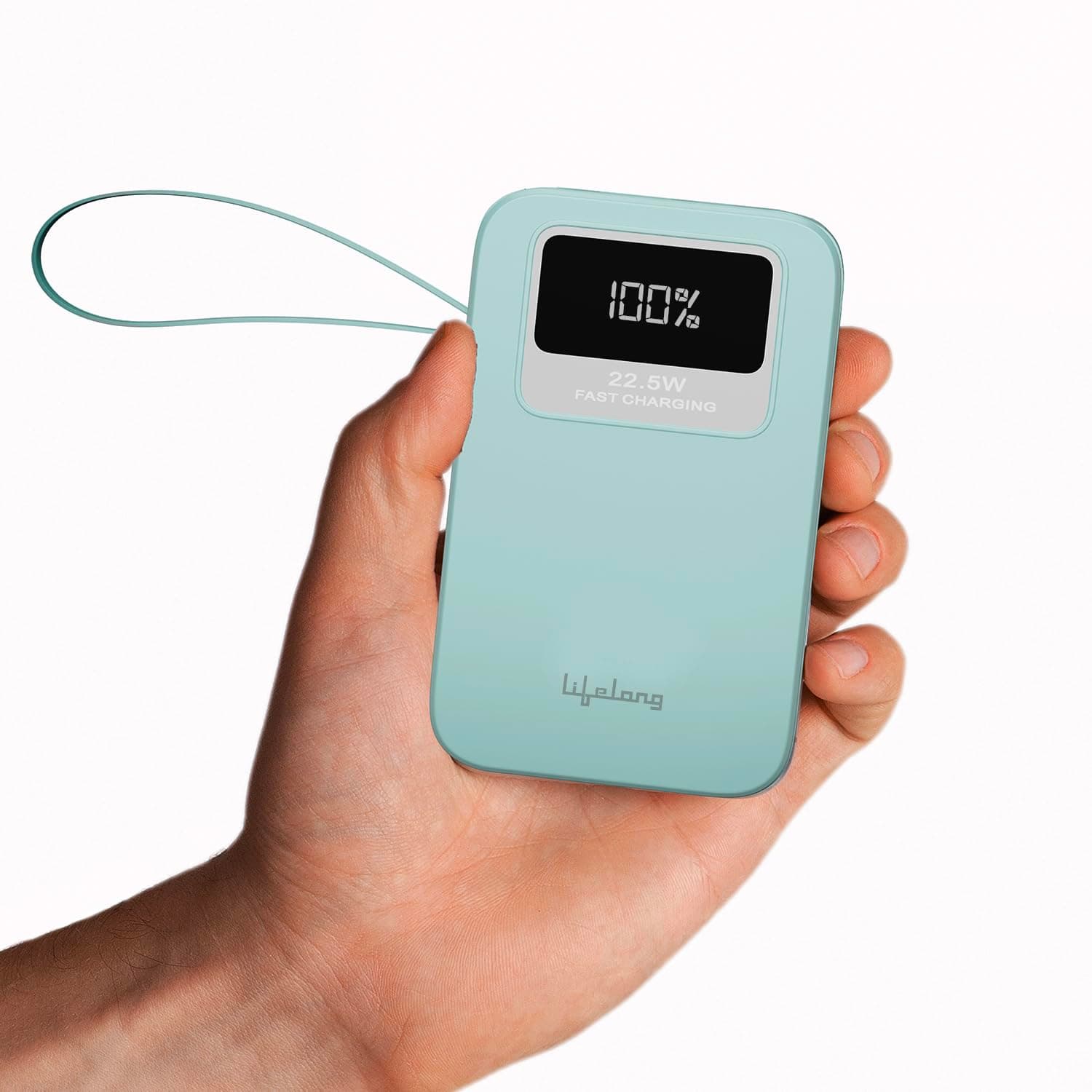 Lifelong AMPCHARGE 20000 mAh 22.5 W Compact Pocket Size Power Bank with 4 Input/Output Port (Light Blue, Lithium Polymer, Fast Charging, Quick Charge ...