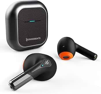 CrossBeats Intenz True Wireless TWS Earbuds, Up to 100H Playtime, 13mm Titanium Drivers, AI ENC 4-Mics, Low Latency Gaming, Type-C Fast Charging, BT 5...