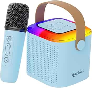 (Refurbished) pTron Newly Launched Fusion Tunes 10W Mini Bluetooth Speaker with Wireless Karaoke Mic, 8Hrs Playtime, Vivid RGB Lights, Voice Effects, ...