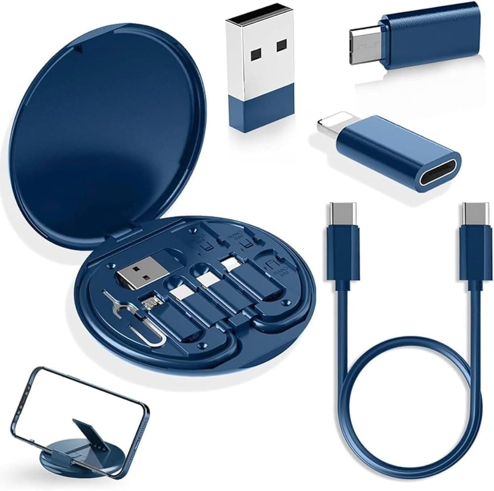 Go Multifunctional Data Cable Conversion Head Portable Storage Box, Multi-Type Charging Line Convertor USB Type C Adapter Tool Contains Sim Card Slot ...