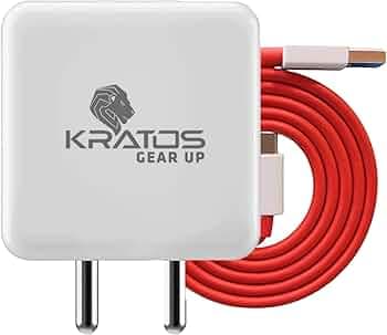 Kratos 65W Fast Charger Adapter & USB-A to Type C Cable Combo, Compatible with Samsung, OnePlus, Realme, Xiaomi, Oppo, Vivo & other Smartphones, Type ...