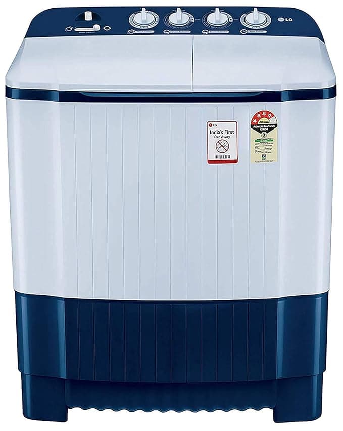 LG 6.5 Kg 4 Star Semi-Automatic Top Loading Washing Machine (P6510NBAY, Dark Blue, Rat Away Technology) Washing Machines & Dryers