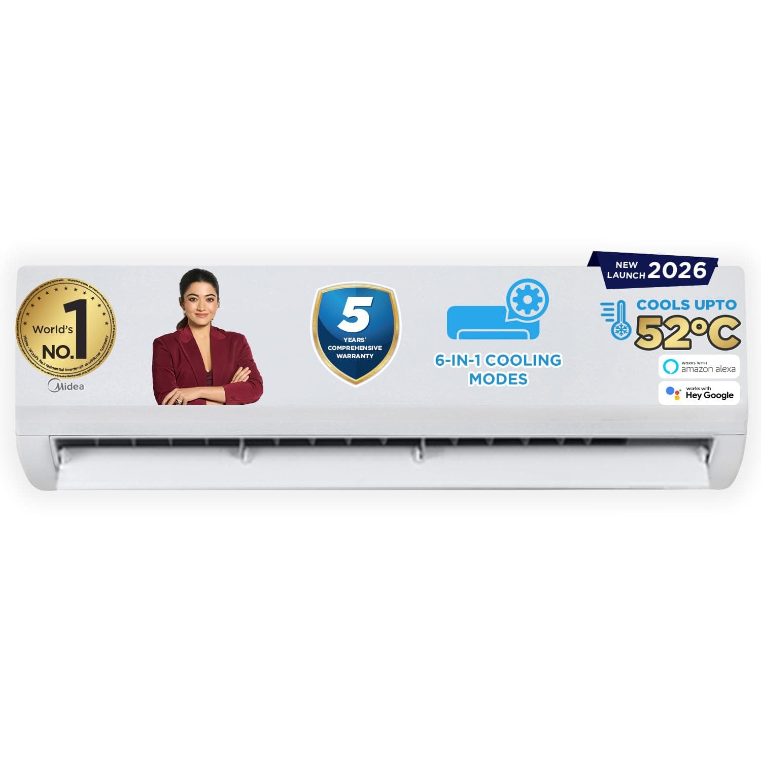 Midea 1Ton 5S,New Star rated, Wi-Fi AI Inverter Split AC (Copper,Convertible 6-in-1 with Smart Wi-Fi,Turbo Mode, Auto Clean and HD+PM 2.5 Filter,Santi...