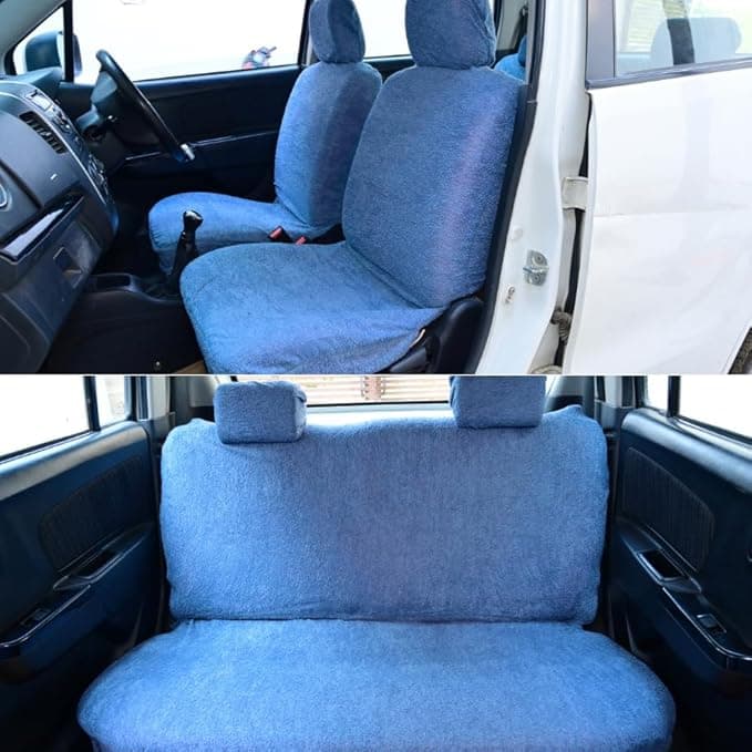 Atist Car Cotton Seat Cover for Wagon-R (Blue, Detachable Headrest) (Towel Type)