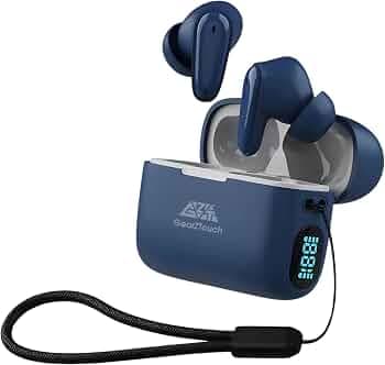GearZTouch BOLT Truly Wireless in Ear Earbuds with HD Mic, Extra BASS & Noise Reduction for Clear Calling, Type-C Fast Charging BT V5.3, Standby 200H,...