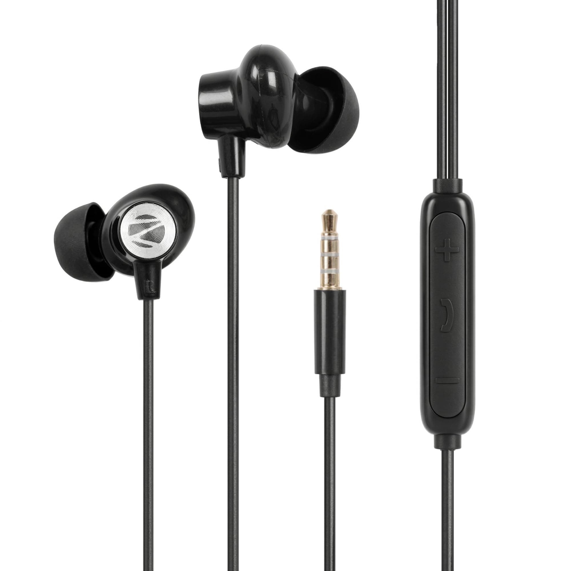 Zebronics Wired in-Ear Earphones, 10mm Neodymium Drivers, Magnetic Earbuds, in-line Mic, Gold Plated 3.5mm Jack, Soft Silicon Cable 1.2m (Buds 60, Bla...