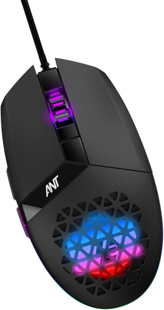 Ant G10 Gaming Mouse, Wired Mouse with RGB Backlit and Adjustable DPI, Gamer Mouse with 7 Responsive Buttons for Windows/Mac/Linux/Chrome