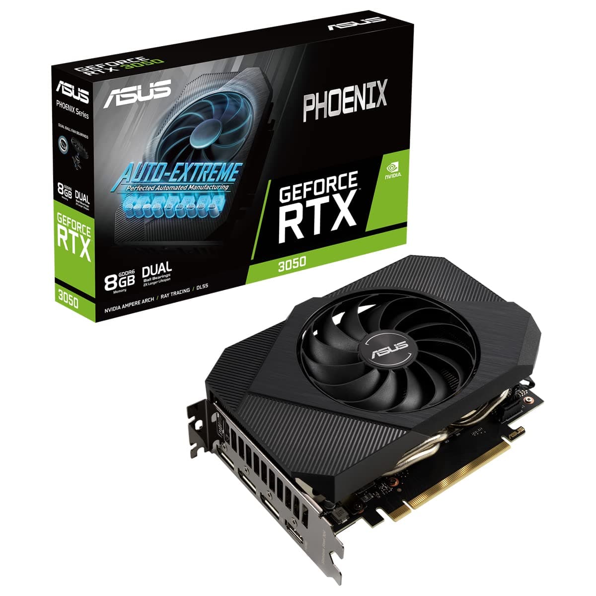 ASUS Phoenix GeForce RTX 3050 8GB GDDR6 RAM Graphics Card 128 bit 2560 CUDA Cores PCIE 4.0 3 Years Warranty Single Fan Very Compact and Small (PH-RTX3050-8G)