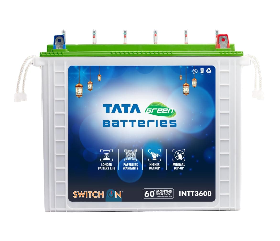 TATA Green Switch-On INTT2400 200AH Tall Tubular Inverter Battery with 60 Months Warranty for Home, Office & Shops
