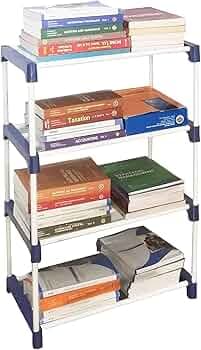 SaKLaK 4 Layer Bookshelf for Home Library, Book Stand| Book Rack for Study Room| Book Stand Shelf 4 Layer Metal Rack(Big Rack Blue)(Black or Blue)