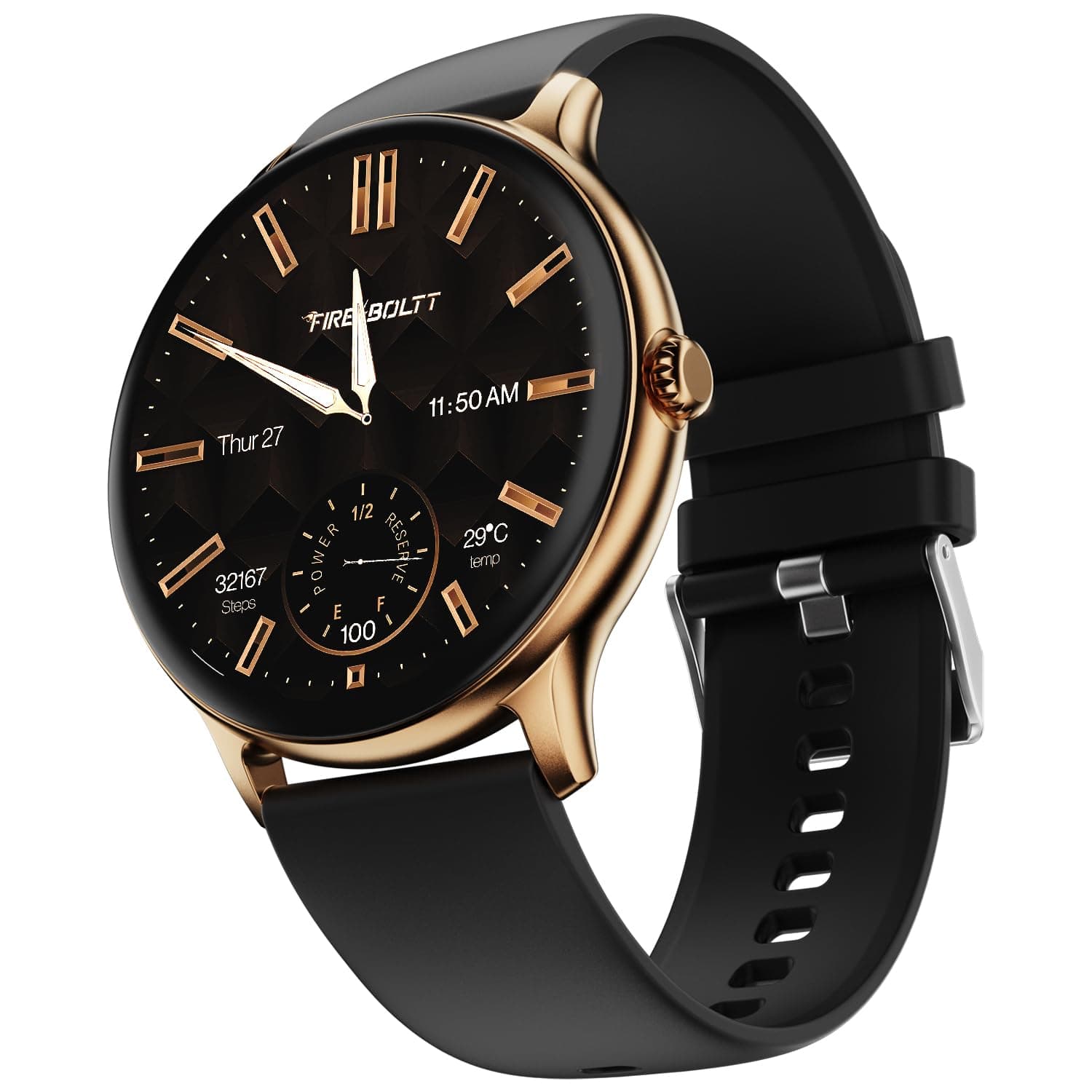 Fire-Boltt Phoenix Pro 1.39" Bluetooth Calling Smartwatch, AI Voice Assistant, Metal Body with 120+ Sports Modes, SpO2, Heart Rate Monitoring (Gold Black)