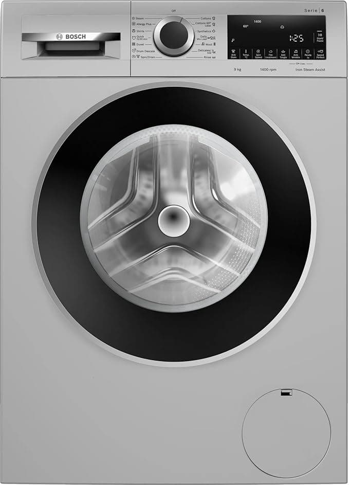 Bosch 9KG 5 Star Series 6 Fully-Automatic Front Loading Washing Machine (WGA244ZSIN Silver, AI active water plus, In-Built Heater)