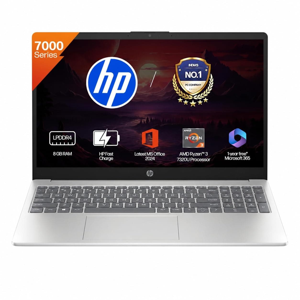 HP Laptop 15,AMD Ryzen 3 7320U 15.6-inch (39.6 cm), FHD, 8GB LPDDR5, 512GB SSD, AMD Radeon Graphics, 1080p FHD Camera TNR, (Win 11, Silver, 1.59 kg), ...