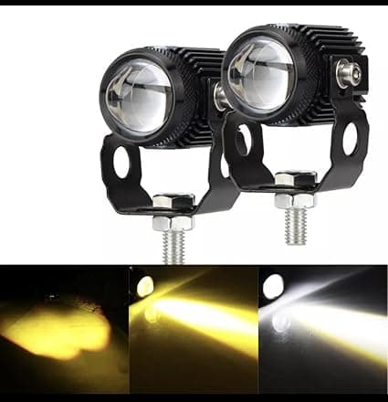 Globe Auto Parts HJG Mini Drive Fog Light For Car and Bike Mini LED Projector Fog Light LED Driving Lights 2 Color White | Yellow Fog Lights Spot Beam