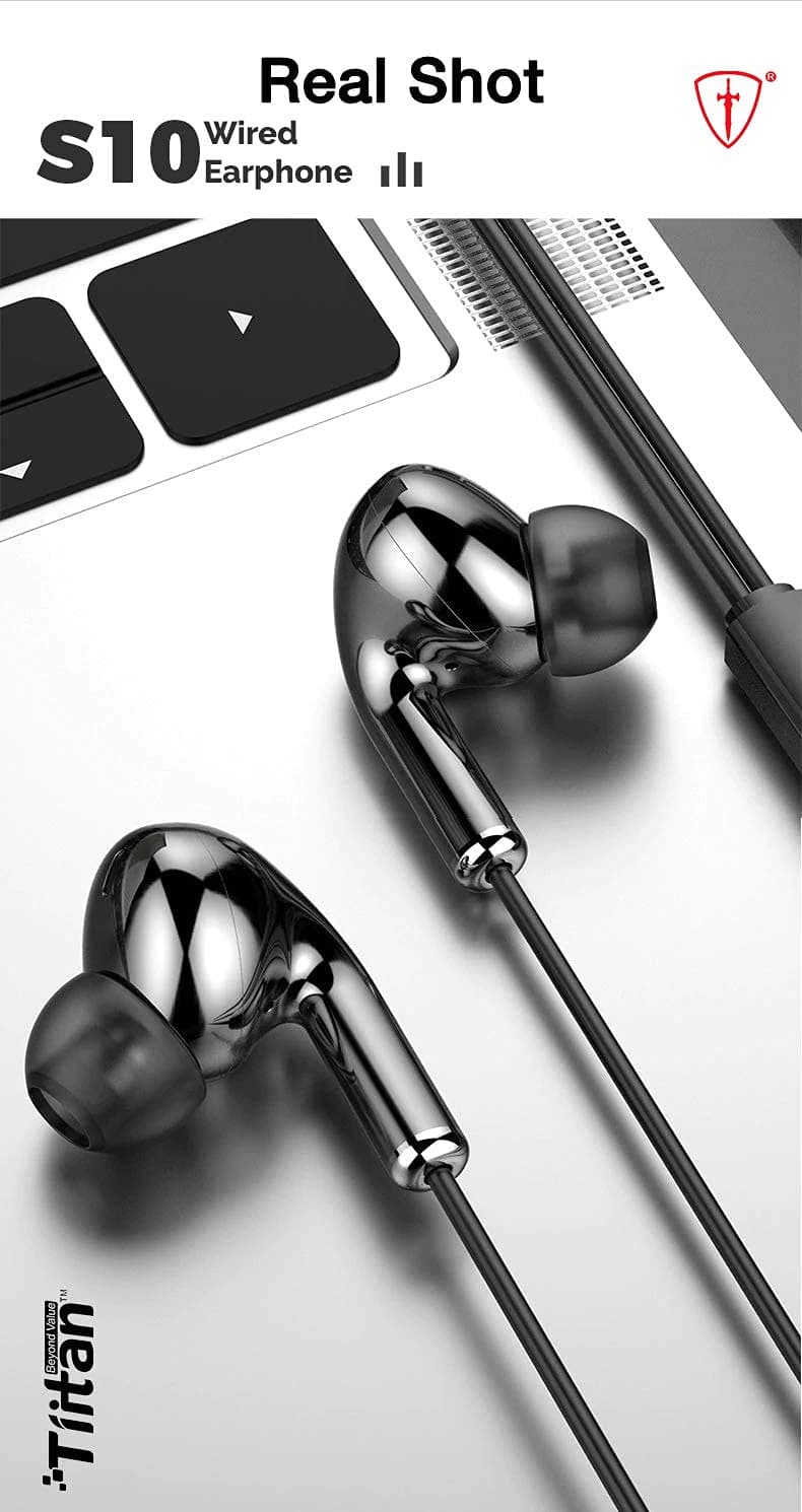Tiitan S10 Wired in Ear Earphone with Mic (Black) In-Ear