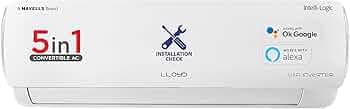 Lloyd 1.0 Ton 3 Star Inverter Split AC (5 in 1 Convertible, Copper, Anti-Viral + PM 2.5 Filter, 2023 Model, White with Chrome Deco Strip, GLS12I3FWAEA...