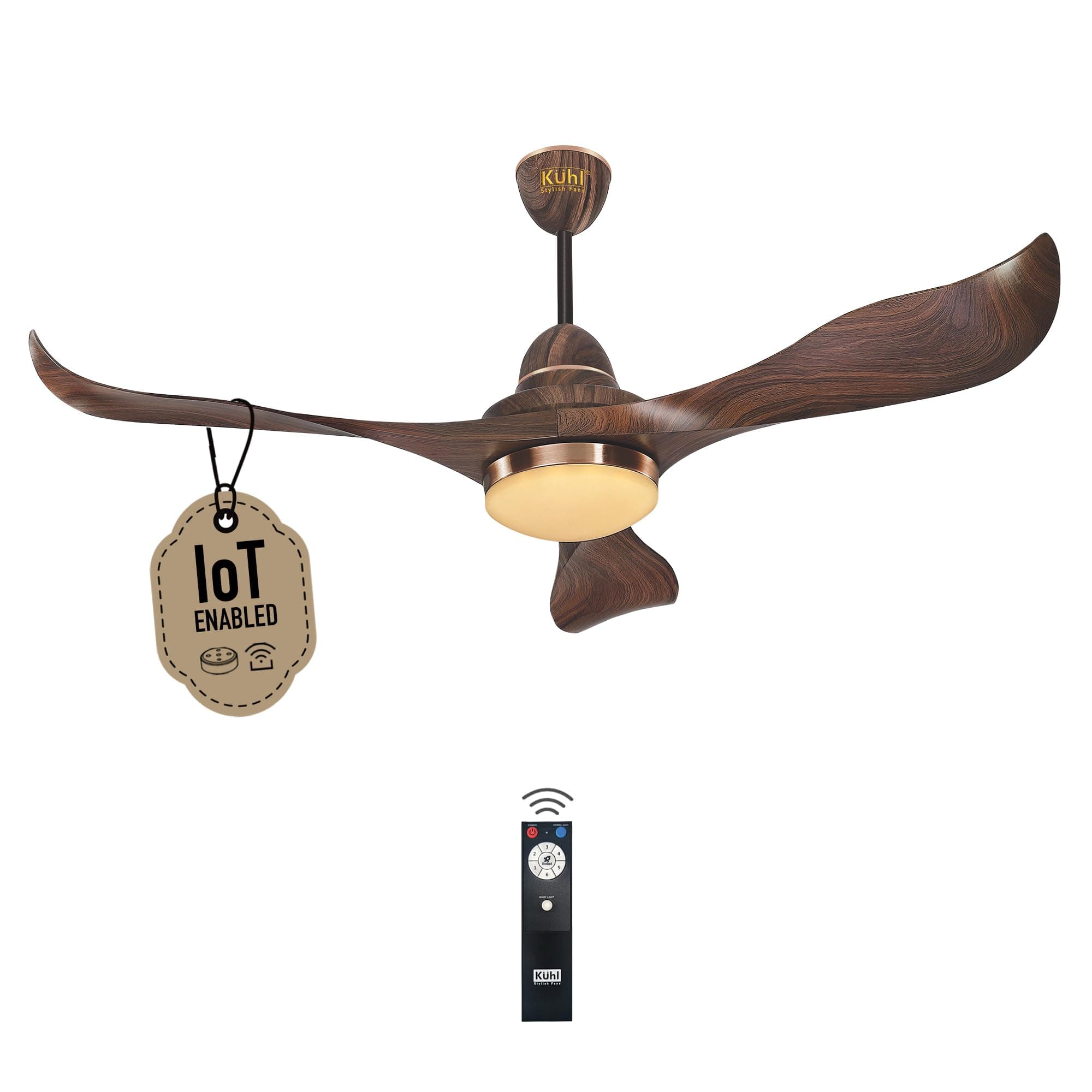 KUHL Glanz F3 1320mm Stylish Power Saving BLDC Ceiling Fan With Remote | Down Light | 30W | 5 Star | IoT - Operate Via Mobile&Alexa | Reverse Mode | F...