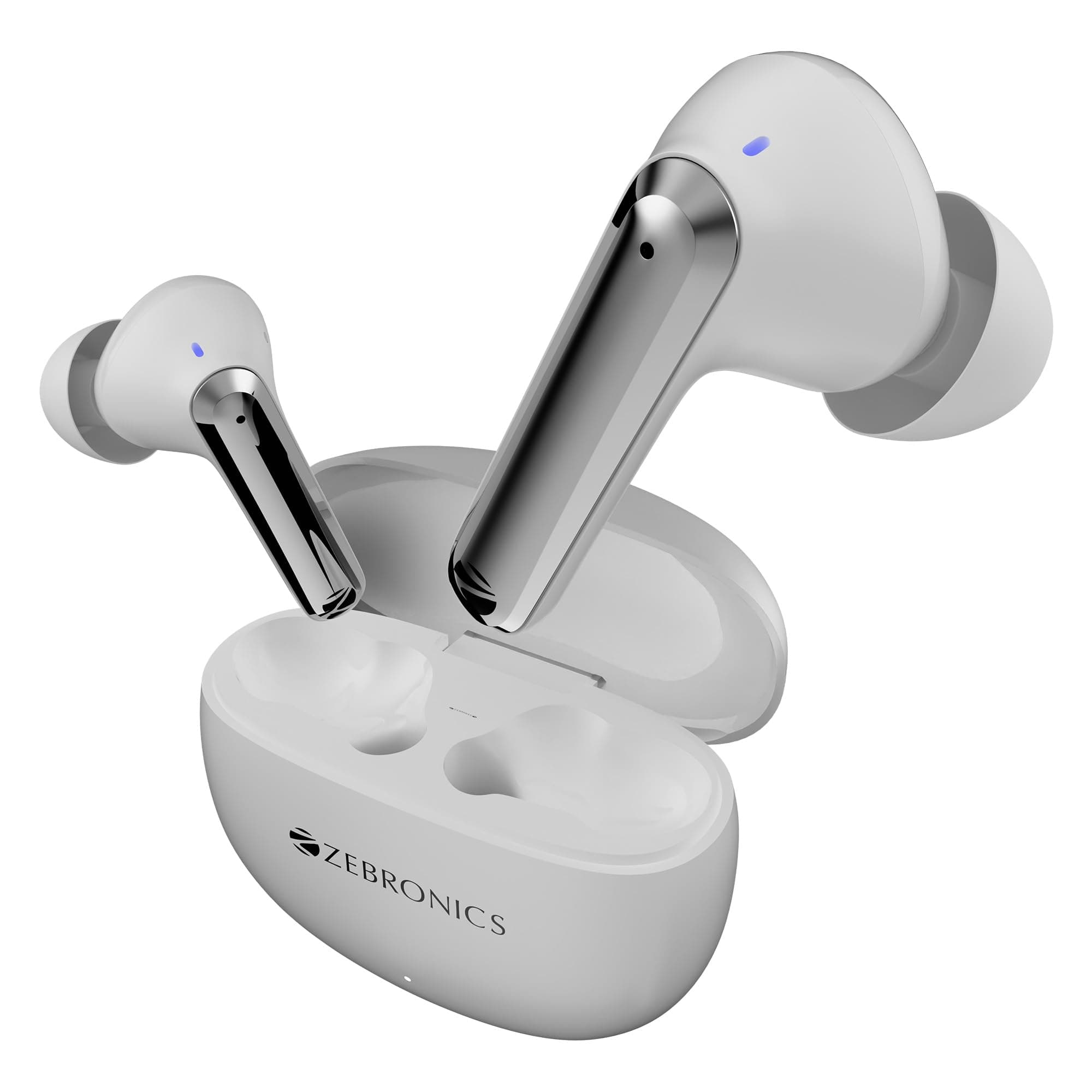 ZEBRONICS PODS K3, in-Ear Wireless Earbuds, 40 Hrs Backup, Dual EQ, Quad MIC ENC, 10mm Bass Drivers, Rapid Charging, Bluetooth, Flash Connect, Low Lat...