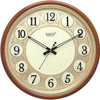 Rikon Quartz Official Designer Big Size Rk 49 (38 cm  38 cm) Wall Clock for Home, Living Room, and Office - Made in India. (Wood Gold Ivory)