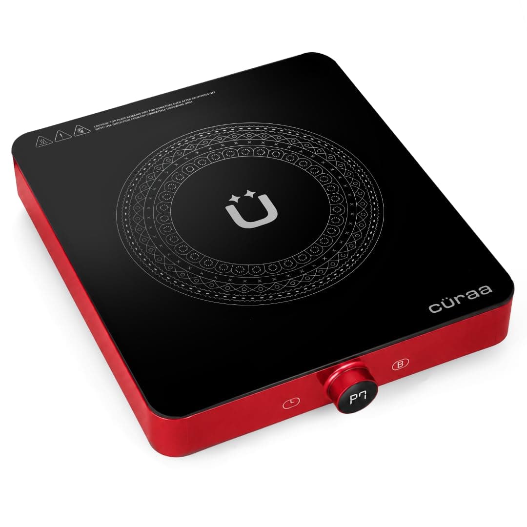 CÜRAA IndiePro Induction Stove | 6kV Surge Protection | 2100 W Induction Chulha | Rotary Knob Control | Tim...