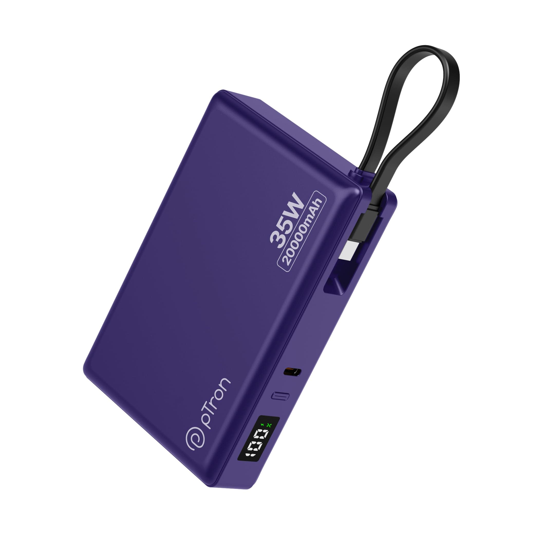 pTron Dynamo Sprint 20000mAh 35W Super Fast Charging, USB Type-C Input Power Bank Compatible with QC3.0/PD3.0, Built-in Charging Cable, 3 Charging Out...