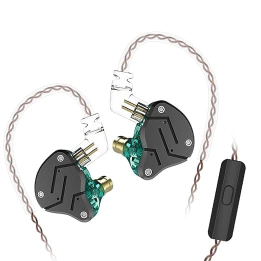 KZ ZSN Dynamic Hybrid Dual Driver in Ear Earphones Detachable Tangle-Free Cable Musicians in-Ear Earbuds Headphones with Microphone (Black Cyan) In-Ea