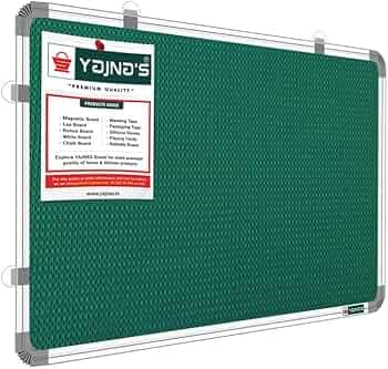 YAJNAS 3x4 Feet Premium Material Green Designed Notice Board/Soft Board/Bulletin Board/Pin-up Display Board for Study Room, Office, School & Home Use