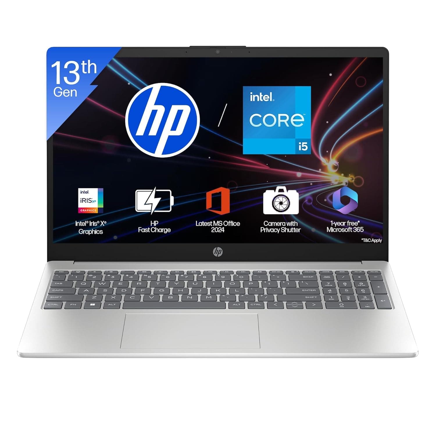 HP Laptop 15, Intel Core i5-1335U-13th Gen, (16GB DDR4,512GB SSD) Anti-Glare, Micro-Edge, FHD, 15.6''/39.6cm, Win11, M365 Basic(1yr)* Office24, Silver...
