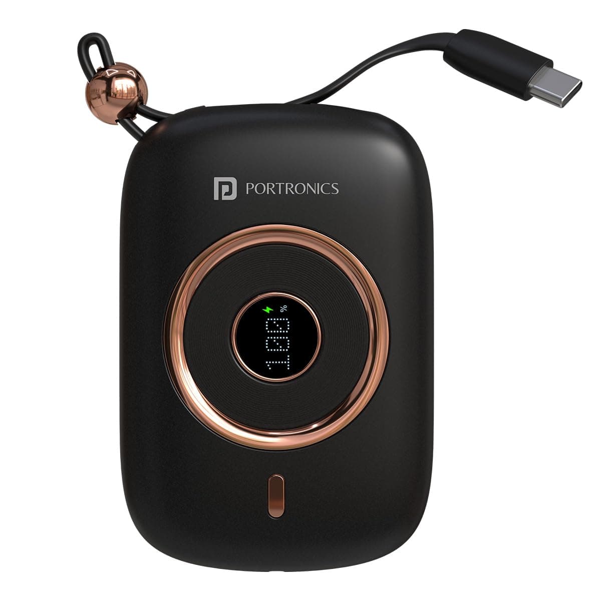 Portronics Power Shutter Pro 35W 10000mAh Super Fast Charging Powerbank with in-Built Type C PD Cable, Type C Input/Output Cable, LED Display, EV Grad...