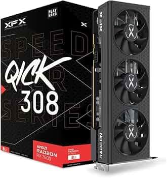 XFX Speedster QICK308 Radeon RX 7600 Black Gaming Graphics Card with 8GB GDDR6 HDMI 3xDP, AMD RDNA 3 RX-76PQICKBY