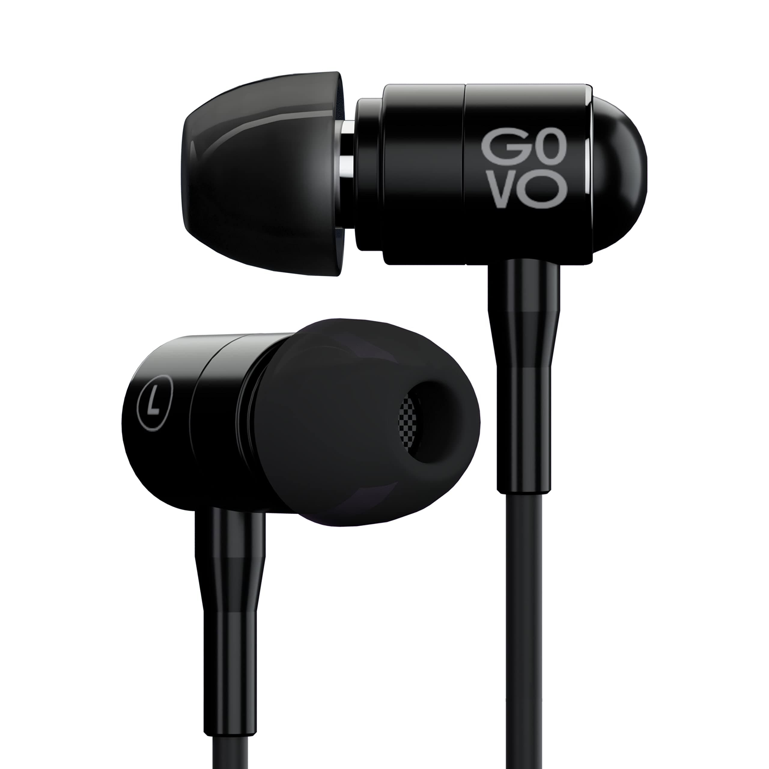 Newly Launched GOVO GOBASS 900 in-Ear Wired Earphones with HD Mic, Aluminium Metallic Bullet Design with Enhanced 3D Sound & Super Bass (Platinum Blac