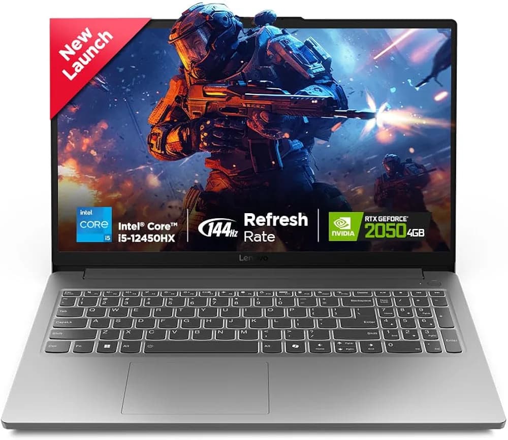 Lenovo LOQ Essential Intel Core i5-12450HX| NVIDIA RTX 2050 4GB (12GB RAM/512GB SSD/144Hz Refresh Rate/15.6" (39.6cm)/Windows 11/3 Mon. Game Pass/Grey...