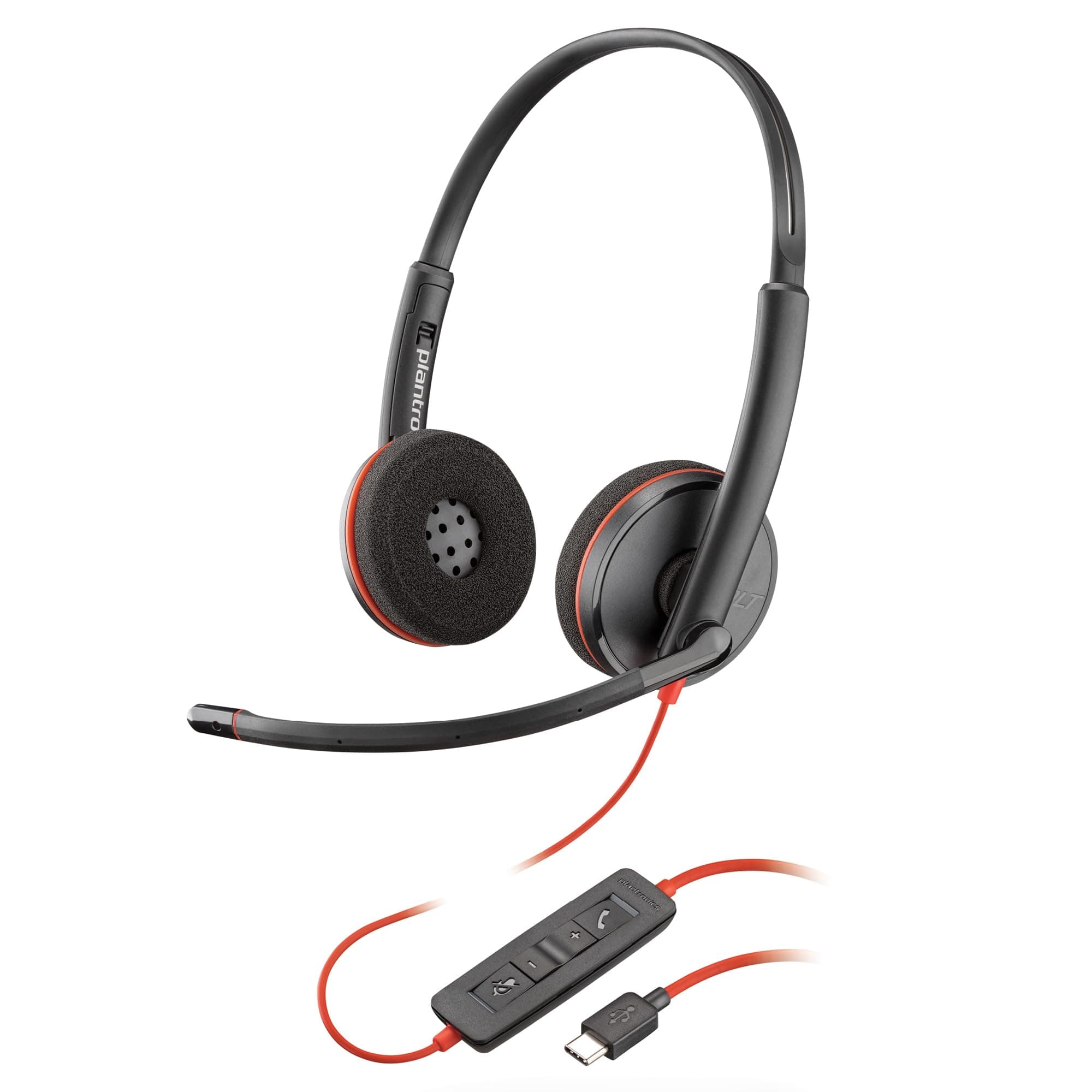 Poly Blackwire 3220 Stereo Headset, On-Ear w/Noise-canceling mic, 118g, Connect to Mobile/Tablet via USB-C/A, Lightweight Metal Headband, Dynamic EQ, ...