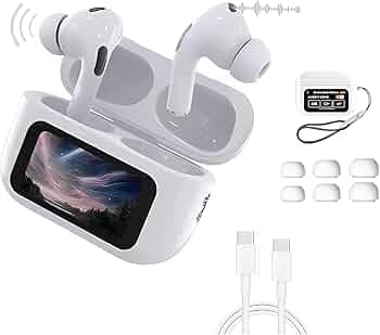 OVILS TWS, ANC/ENC Wireless in Ear Earbuds with Smart Touch Display, Type-C Charging, Bv5.4, Find My in Ear Earbuds, 4 Mics Enc for Clear Calling, Tra...