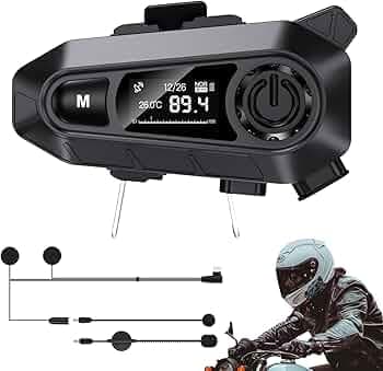 EDYELL A1 Motorcycle Bluetooth Headsets, Smart LED Display Helmet Bluetooth with FM Radio, HD Calling and HiFi Music, IP67 Waterproof Helmet Headset, ...