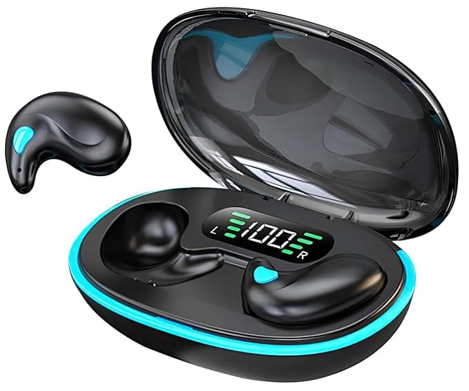 VEHOP S55 OWS Bluetooth Open Ear Wireless Sleeping Earbuds, BT5.4 Headphones, Button Control & Type-C Fast Charging, ENC Call Noise Reduction, Ideal f...