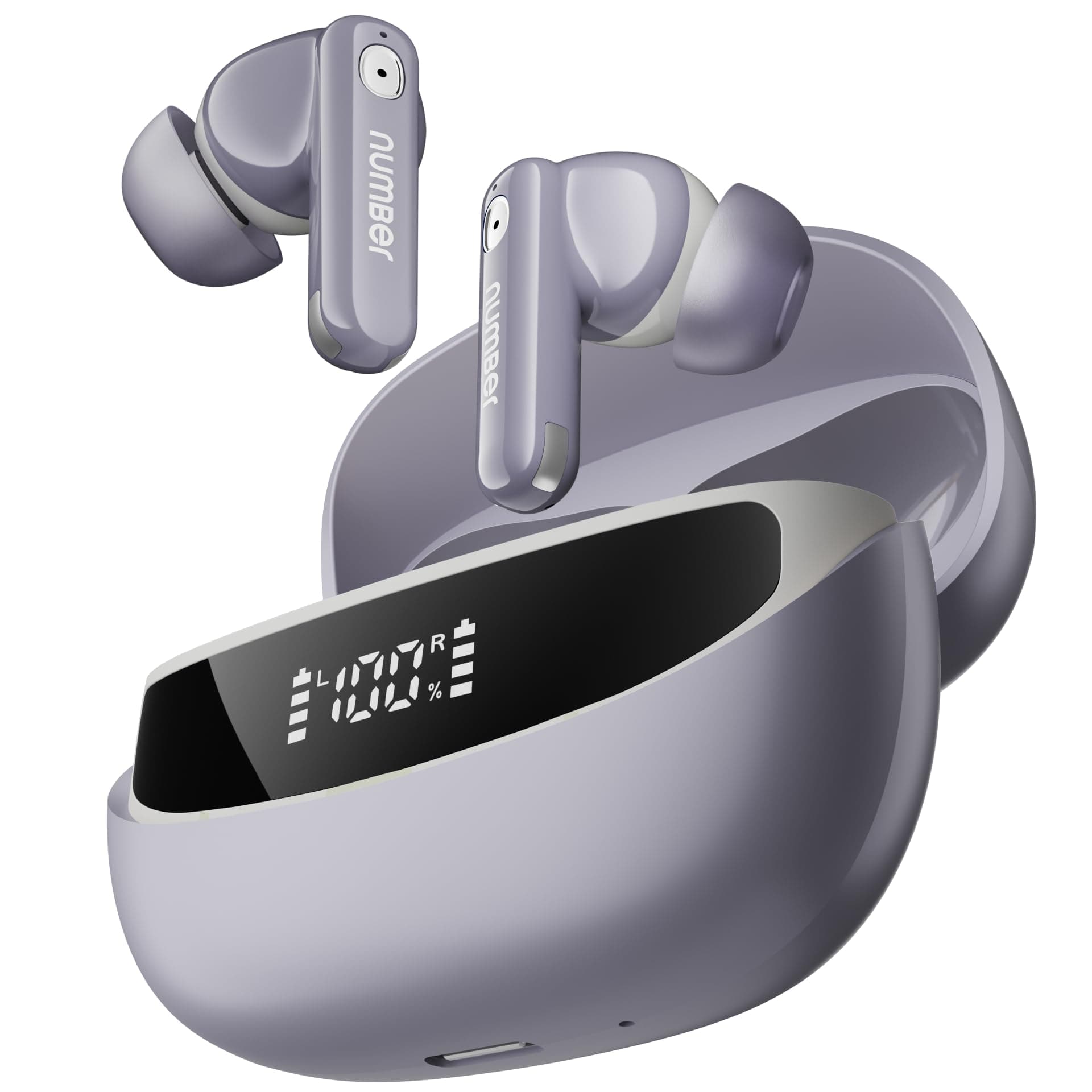 Number Navo Buds Z1 TWS Earbuds | 72H Playtime | Digital Display Case | Quad-Mic ENC | Dual Pairing | Hi-Bass 13mm Drivers | Quick Charge | 35ms Low L...
