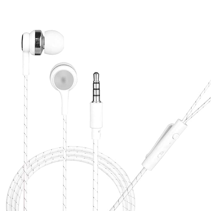 Hitage Wired in Ear Earphones HB-913 Earplugs High Definition Sound Deep Extra Bass with mic Wide Compatibility Tangle Free Cable (White) Headphones