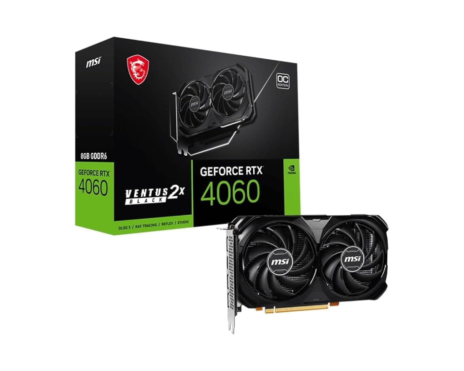 MSI GeForce RTX 4060 Ti Ventus 2X Black 8G OC 8GB GDDR6 128-bit Gaming Graphic Card