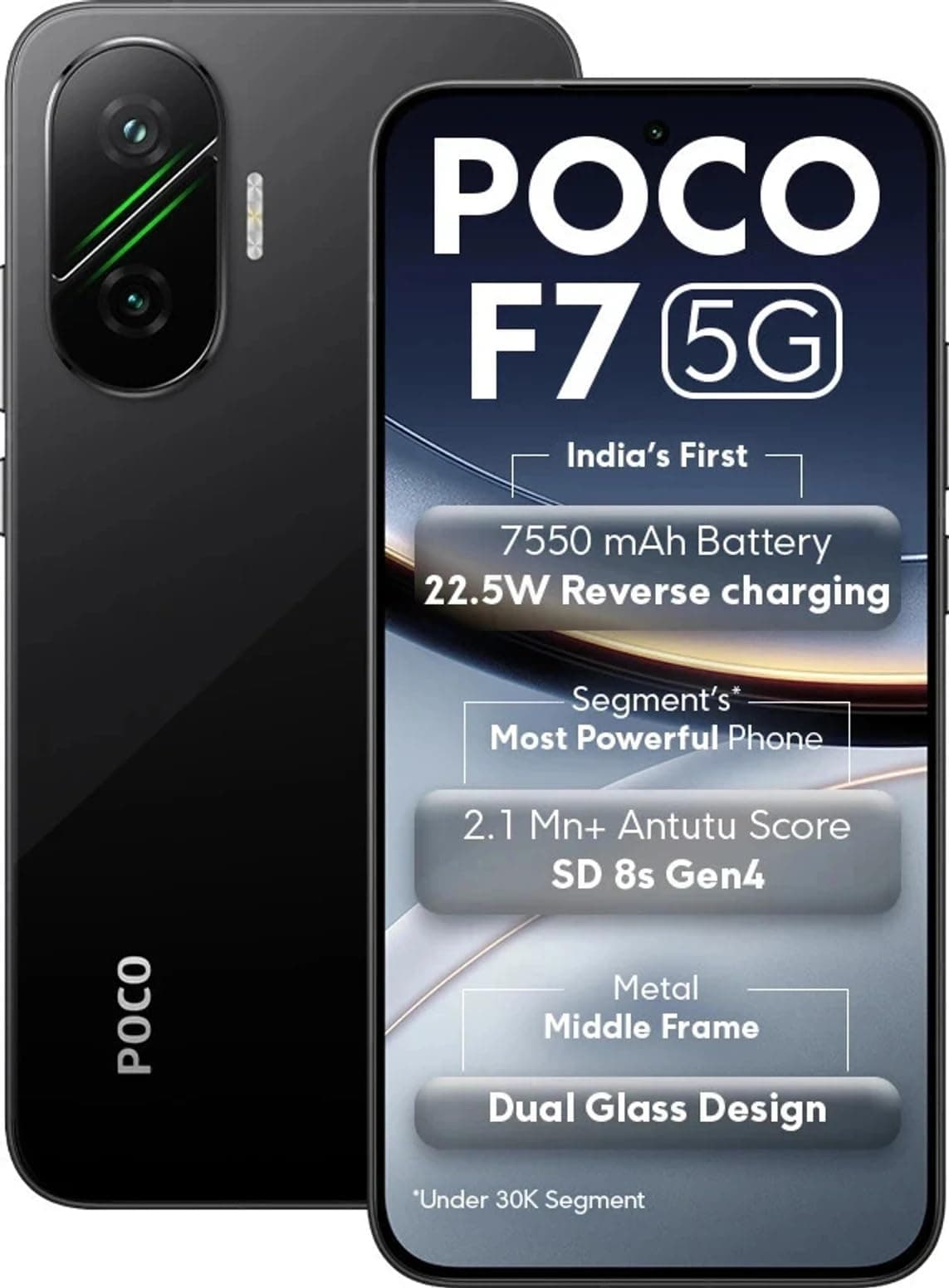 POCO F7 5G (Phantom Black, 512 GB) (12 GB RAM) | Snapdragon 8s Gen 4 Processor | 7550 mAh Battery | 6.83" AMOLED Display |