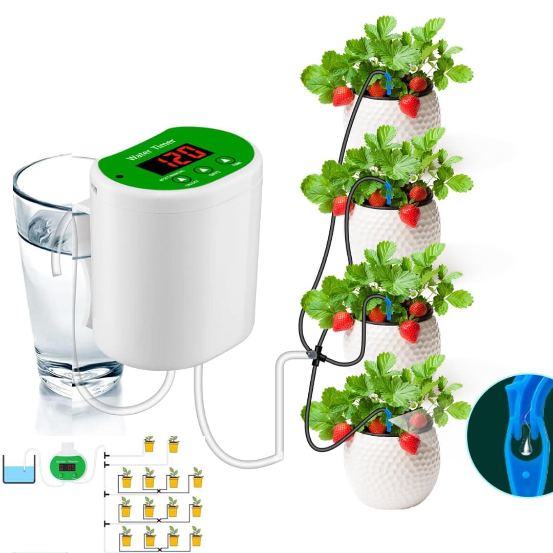 Blackt Electrotech BT29ADI USB Rechargeable Automatic Plant Watering System  Drip Irrigation Kit with Water Timer for 12 Indoor Potted Plants, Vacatio...