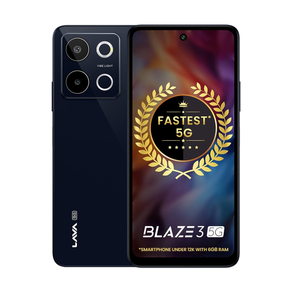 Lava Blaze 3 5G - Glass Blue (6+6*GB RAM) Vibe Light|Premium Glass Back|Dimensity 6300 Processor |6.5 inch 90Hz Punch Hole Display|50MP+2MP AI Dual Re...
