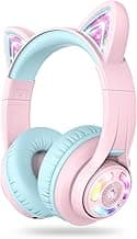 iClever BTH13 Bluetooth Headphones with Mic, Over the Ear Headphone wireless Cat Ear Unicorn Headphones for Girls Birthday Gift Safe Volume Limited, 4