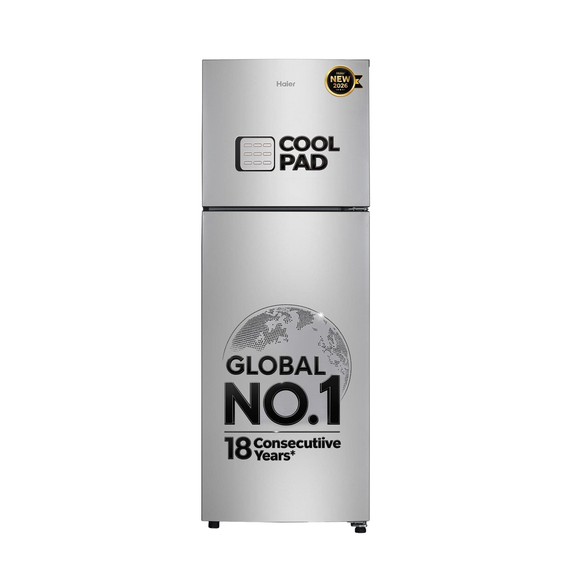 Haier 240L 1 Star Frost Free Top Mount Double Door Refrigerator|Cool Pad|200% Faster Ice Making in 49 Minutes (2026, HEF-251EGSA-P, Moon Silver)