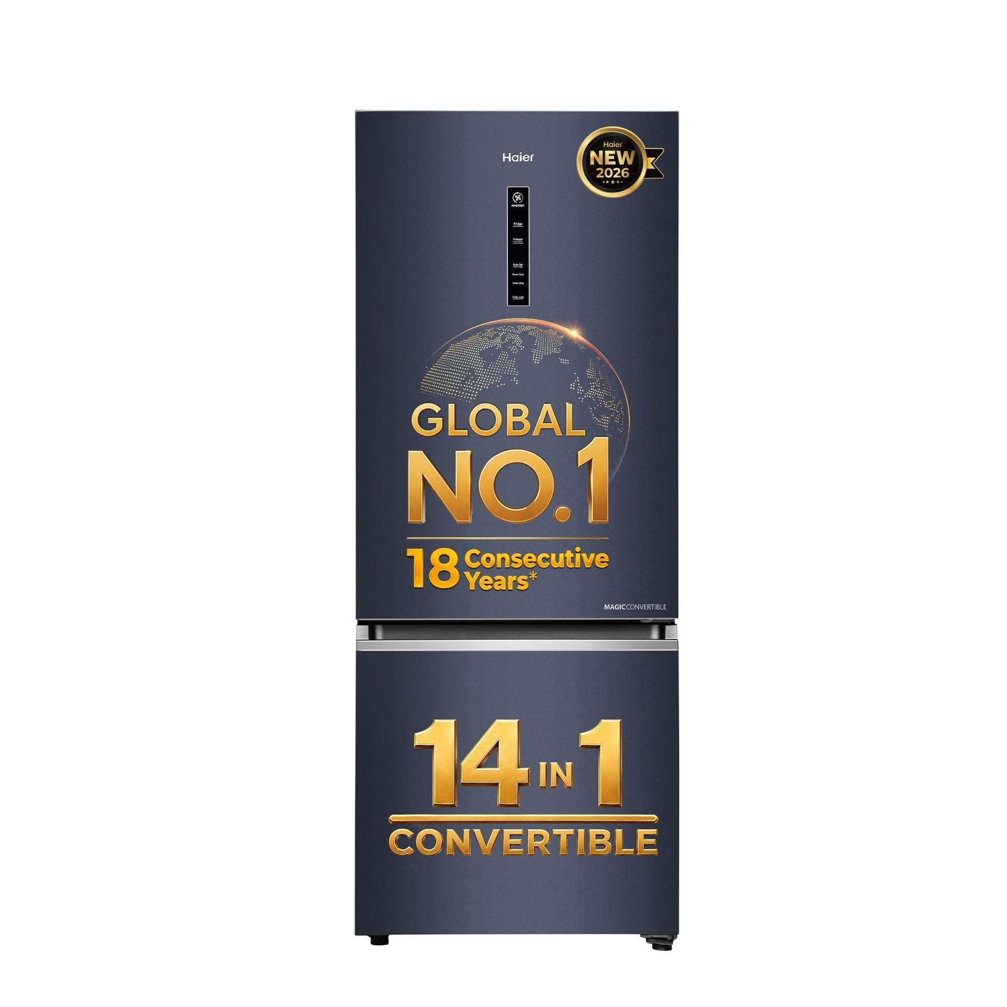 Haier 325 L 2 Star Frost Free Bottom Mount Double Door Refrigerator|Convertible 14-in-1|Jhukna Mat-Bottom Freezer|Digital Display Panel|Inverter|Twist...
