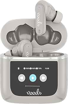 Voods V airbuds - Ultra Touch Screen TWS Earbuds, Quick Charge -10min charge- 90min Playback, 70hrs Uninterrupted Music, IP65, Active Noise Cancelatio...