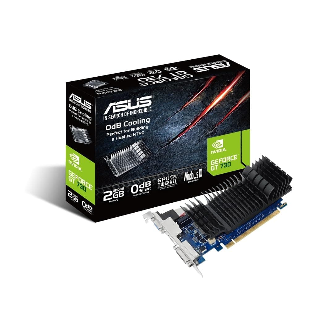 ASUS GT730-SL-2GD5-BRK GeForce GT 730 2GB GDDR5 Low Profile Graphics Card For Silent HTPC Build With I/O Port Brackets