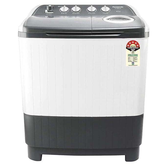 Panasonic 8 Kg 5 Star Semi-Automatic Top Loading Washing Machine (NA-W80E5HRB, Grey, Powerful Motor) Washing Machines & Dryers