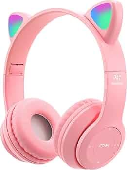 Daemon Headphones, Bluetooth Wireless Headphones for Kids/Teens/Girls/Adults, Over-Ear Bluetooth Headphones with Microphone, Cat Ear Headphones for Gi...